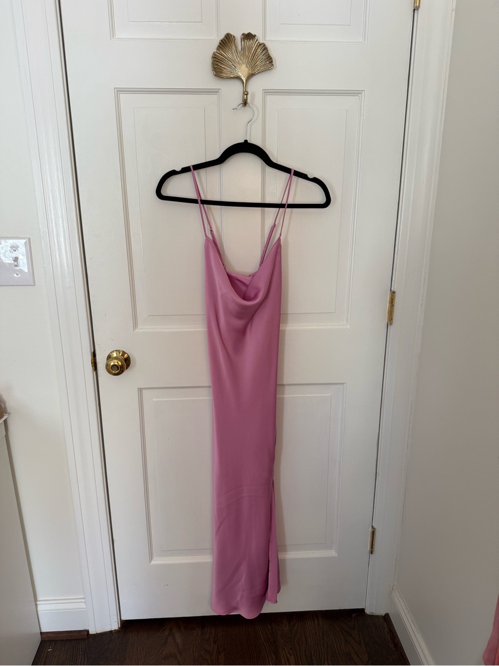 Slip Cowl neck Satin Maxi Dress in Dusty Pink
